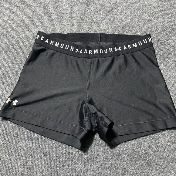 Under Armour Shorts Womens Medium Black HeatGear Compression Athletic Workout - Picture 1 of 8